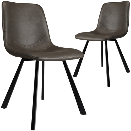 Trac Faux Leather Dining Chair, Antique Grey Set of 2