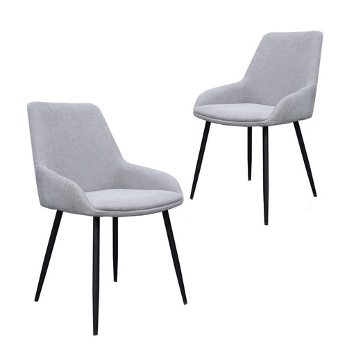 Set of 2 Dane Fabric Dining Chair, Light Grey