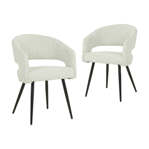 Set of 2 Isa Boucle Fabric Carver Dining Chair