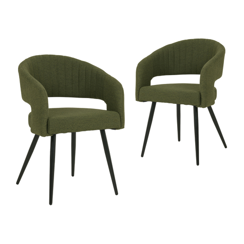 Isa Boucle Dining Chair, Olive Set of 2