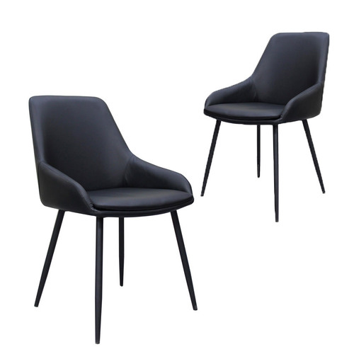 Set of 2 Dane Faux Leather Dining Chair, Black