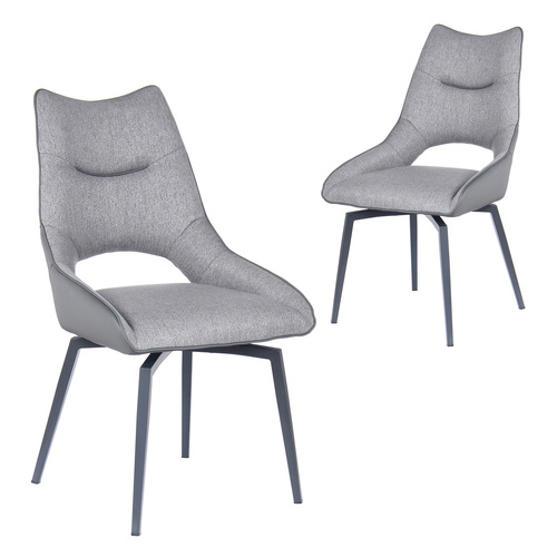 Seto of 2 Rhianne Fabric & Faux Leather Swivel Dining Chair