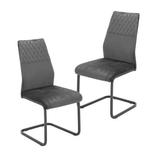 Haynes Velvet Fabric Dining Chair, Grey Set of 2