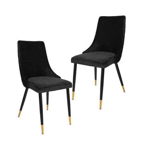 Robin Velvet Dining Chairs, Black Set of 2