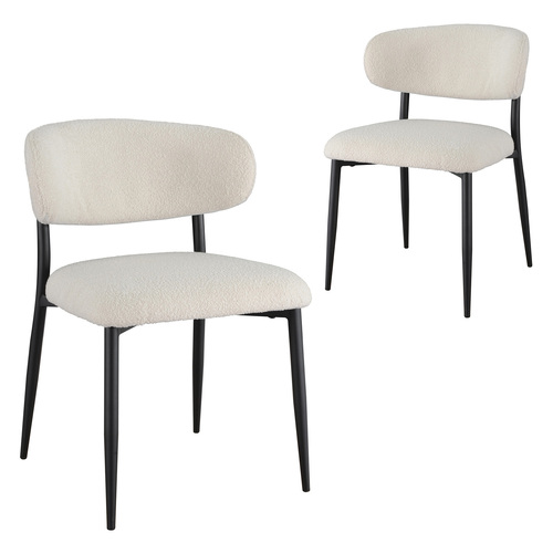 Set of 2 Ava Boucle Dining Chairs