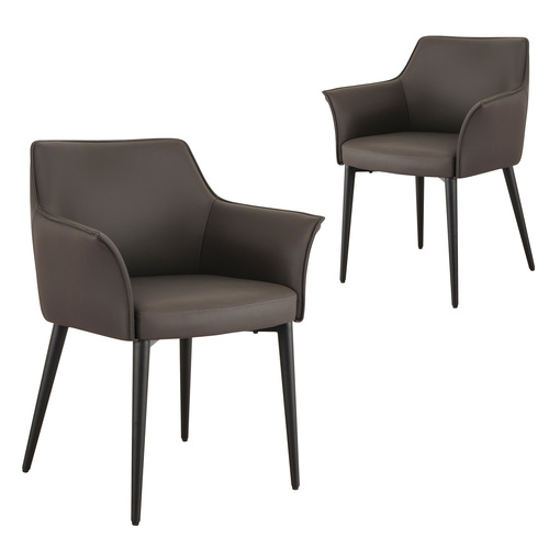 Milan Faux Leather Dining Chairs, Grey Set of 2