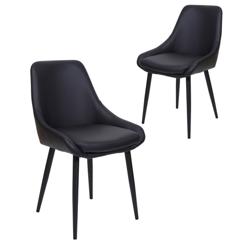 Muse Faux Leather Dining Chairs, Black Set of 2
