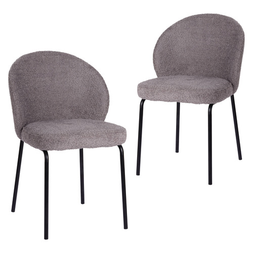 Stella Boucle Dining Chairs, Pewter Set of 2