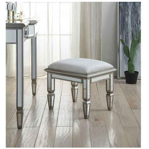 Leonore Silver Stool Mirror & Antique Silver