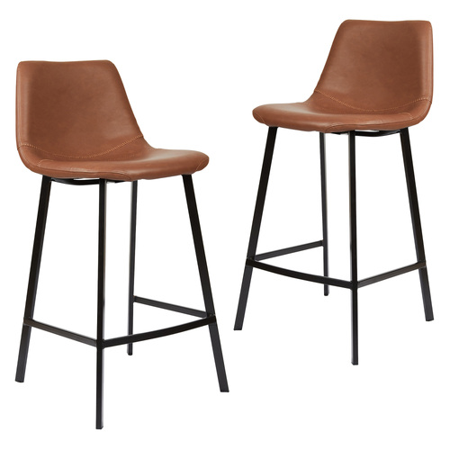 Set of 2 Jack Faux Leather Barstools