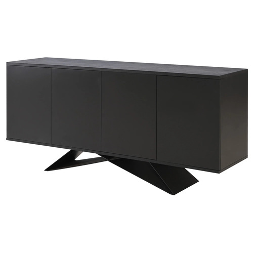 Oscar Ceramic & Metal 4 Door Buffet Table, Charcoal