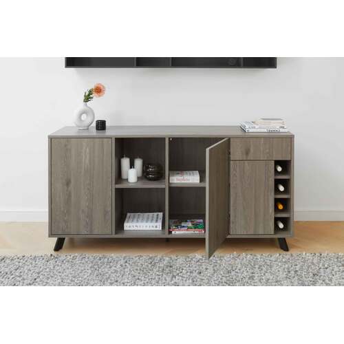 Casey 3 Door 1 Drawer Buffet Table Grey Oak