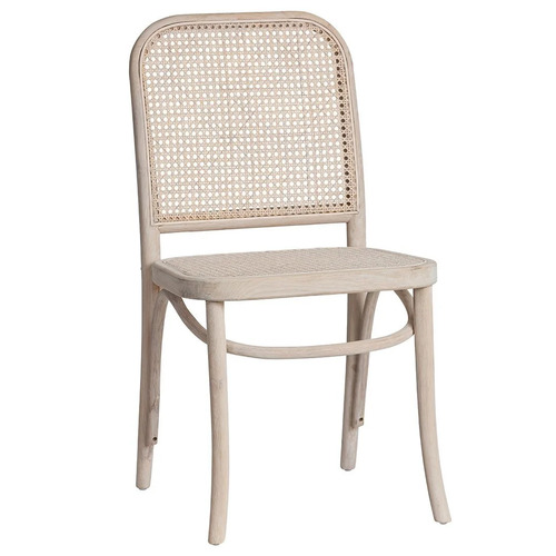 Selby Oak Timber & Rattan Dining Chair, White Wash