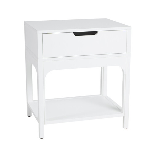 Arco Wooden Bedside Table, Small, White