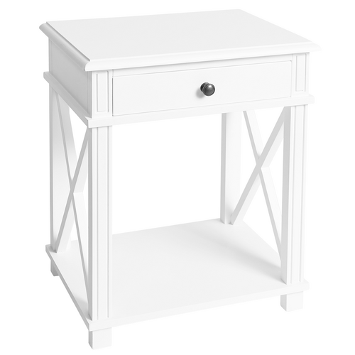 Manto Timber Bedside Table, Small, White