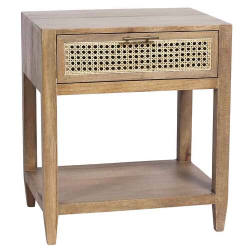 Palm Springs Horizon Timber & Rattan Bedside Table