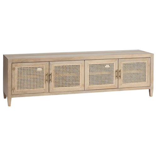 Palm Springs Mango Wood & Rattan 4 Door TV Unit