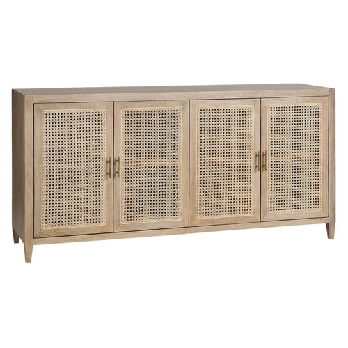 Palm Springs Mango Wood & Rattan 4 Door Buffet Table