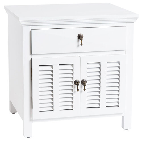 Louvre Timber Bedside Table, White