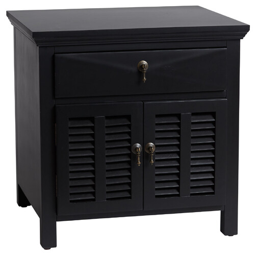 Louvre Timber Bedside Table, Black