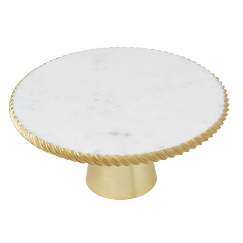 Marble Footed Platter With Gold Detailing