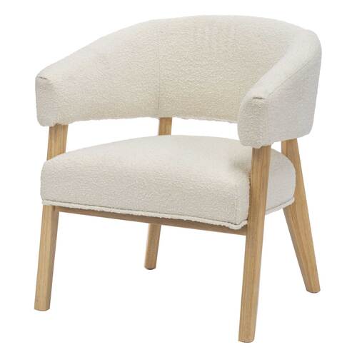 Olsen Boucle Fabric & Timber Armchair White