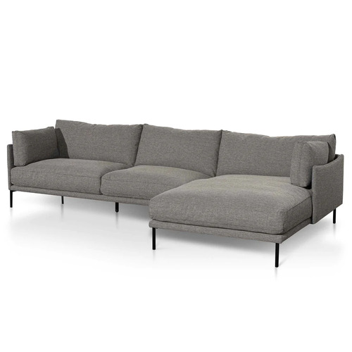 Memphis 4 Seater Right Chaise Fabric Sofa - Graphite Grey