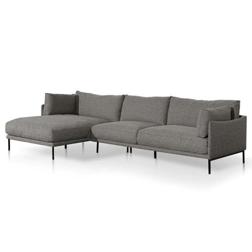 Memphis 4 Seater Left Chaise Fabric Sofa - Graphite Grey