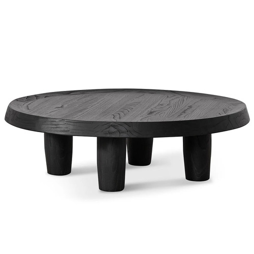 Grande Elm Timber Round Coffee Table, 100cm, Black