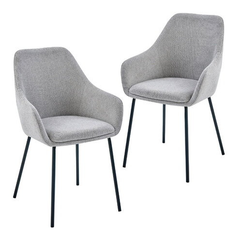 Set of 2 Nola Fabric Carver Dining Chairs