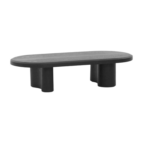 Jerrin Wooden Oval Coffee Table, Full Black