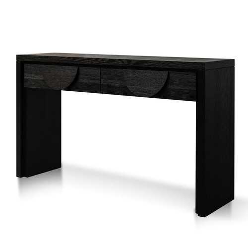 Chloe 140cm Console Table with Drawers - Textured Espresso Black