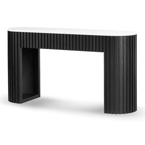 Ellington 1.5m White Marble Console Table - Black