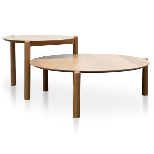 Nest of Ines Wooden Round Coffee tables - Natural