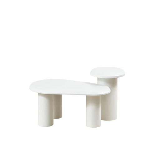 Mario Wooden Nested Table - Full White