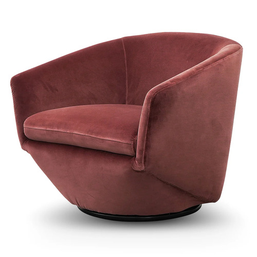 Blair Swivel Lounge Chair - Blood Orange Velvet