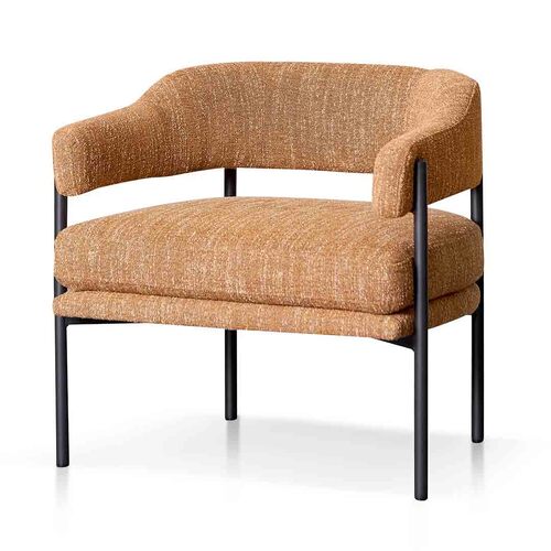 Diana Ginger Brown Fabric Armchair - Black Legs