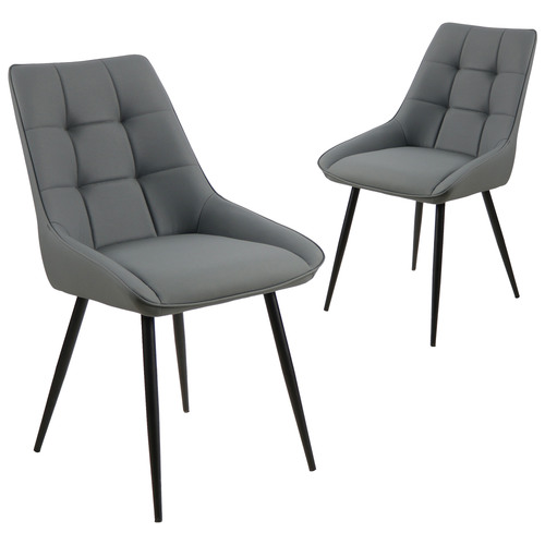 Ruwan Faux Leather Dining Chairs, Charcoal Set of 2