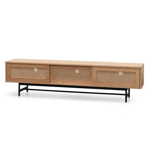 Denver 2m Natural Oak TV Entertainment Unit - Rattan Doors