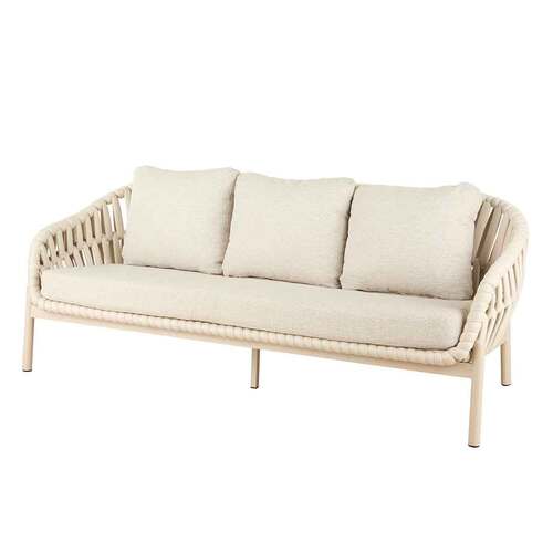 Elwood Outdoor 3 Seater Sofa, Cream