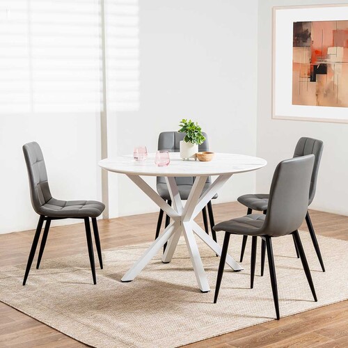 Vera Round Dining Table, White Marble