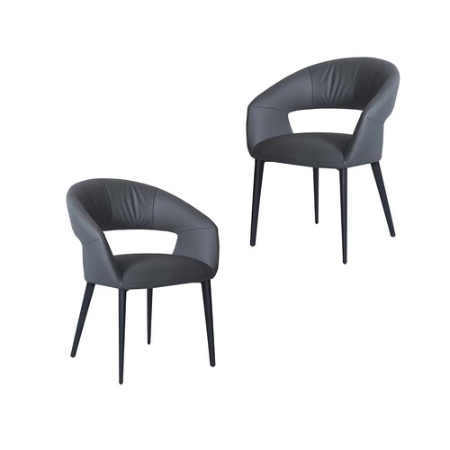Luca Set of 2 Dining Chair, Charcoal