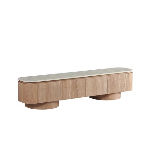 Windsor TV Entertainment Unit - White Travertine Matte Marble Top