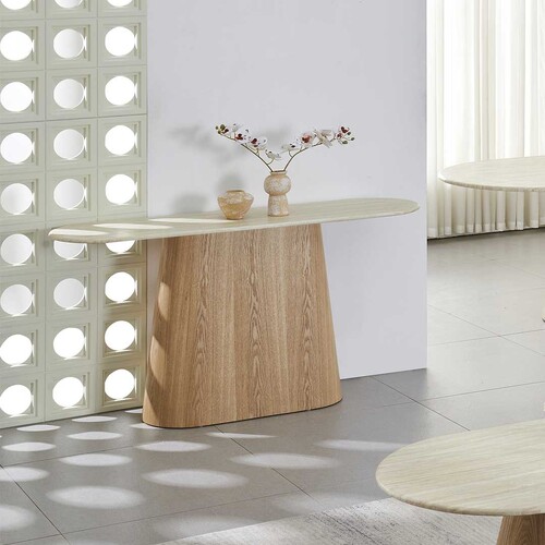 Windsor Console Table - White Travertine Matte Marble Top