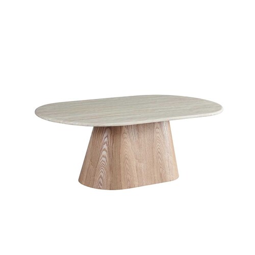 Windsor Oval Coffee Table - White Travertine Matte Marble Top