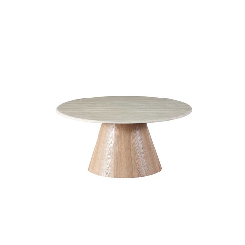 Windsor Round Coffee Table - White Travertine Matte Marble Top