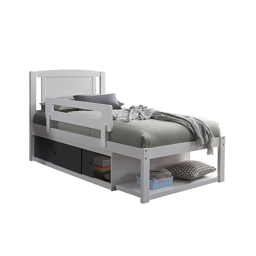 Fontana Single Bed with Storage & Sliding Doors, White & Dark Grey