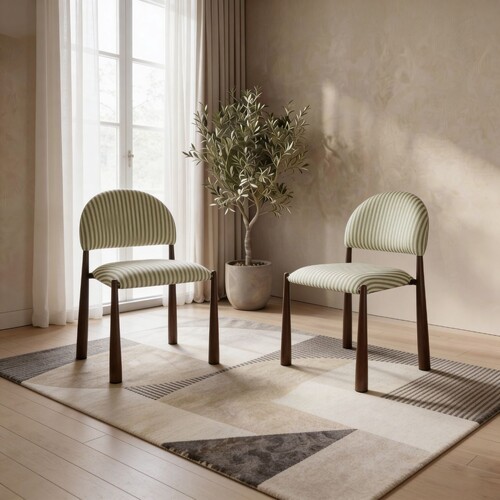 Emilie Set of 2 Dining Chair, Moss Walnut