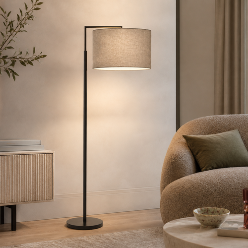 Black Kardinia Linen Sand Floor Lamp