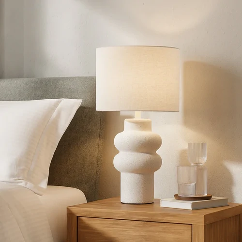 Isadora Ceramic Table Lamp, Matte White